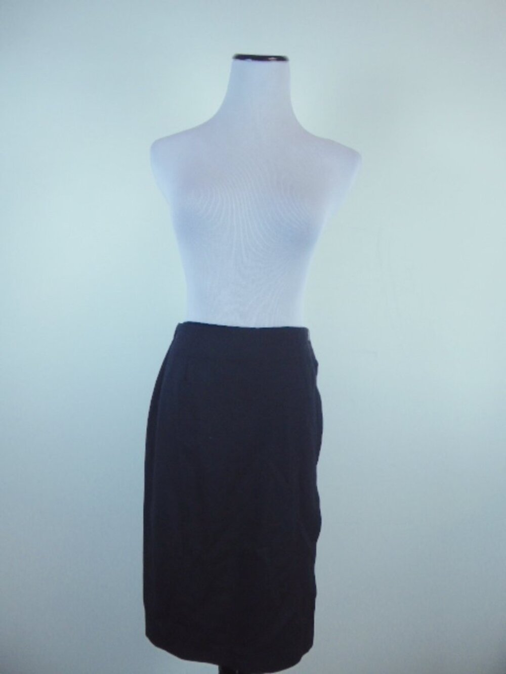 PETER COHEN black wool crepe wrap skirt M stretch waist